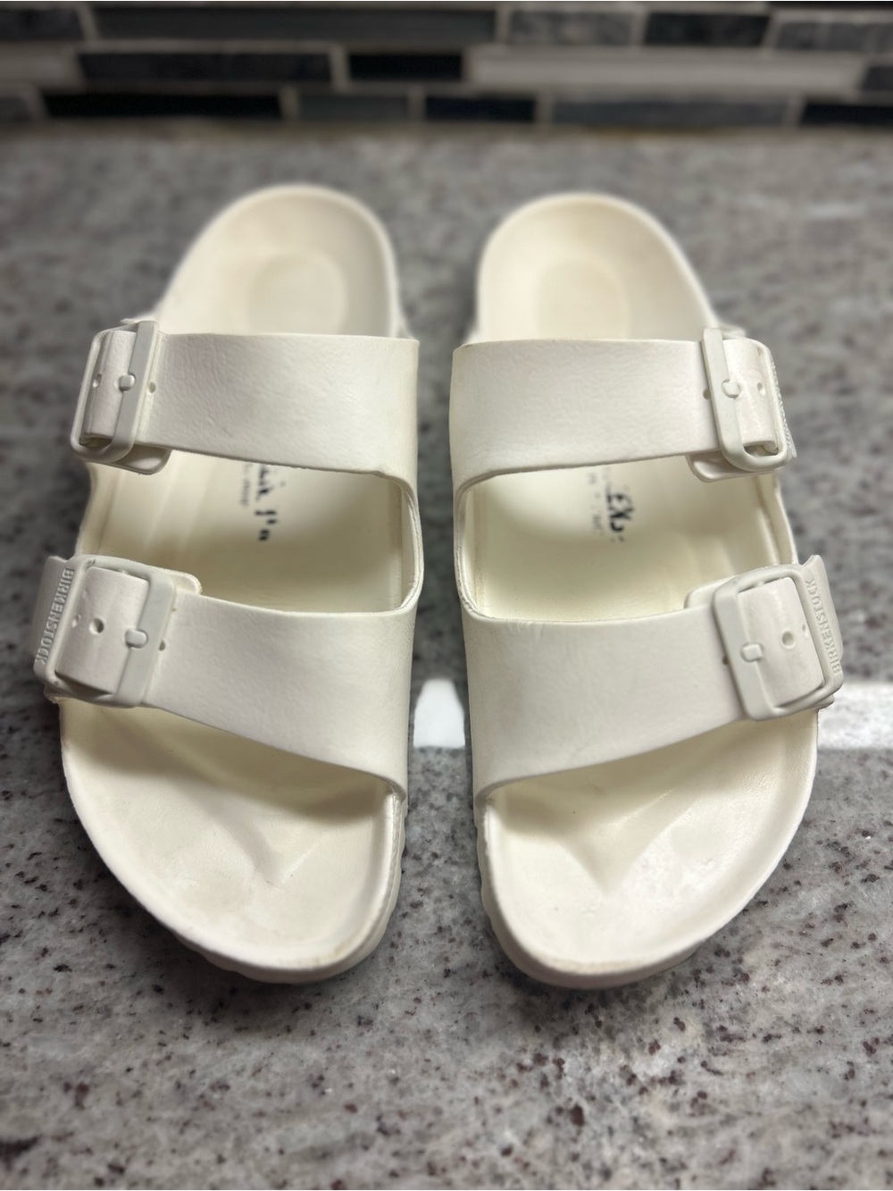Birkenstock Arizona EVA White Double Strap Slide Sandals size 7 (38) - Picture 2 of 8